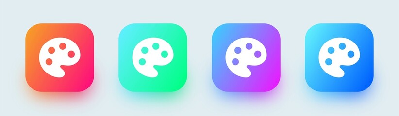 Palette solid icon in square gradient colors. Art symbol vector illustration.