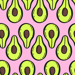 vector seamless pattern cute avocado 