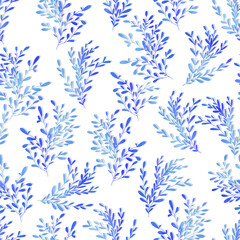 watercolor branches with small leaves vector seamless pattern