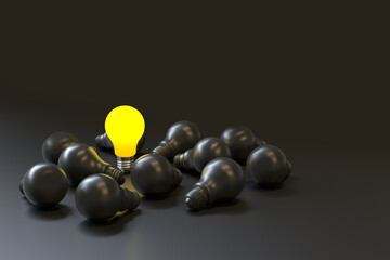 Creative Idea and Innovation Lightbulb. 3d Rendering