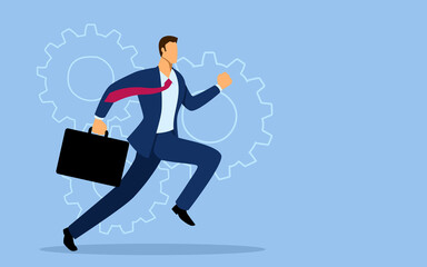 Businessman running with briefcase