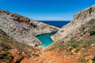 Seitan Limania Beach - devil's bay or shaitan bay. A beach in Crete, Greece