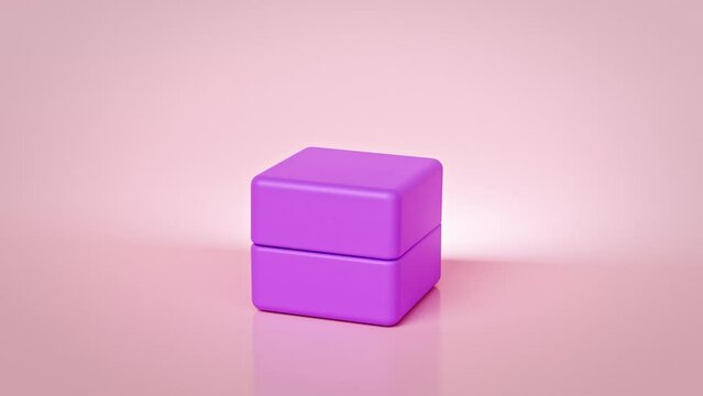 opening and closing Wedding ring box isolated. minimal cartoon style engagement ring 3d animation.