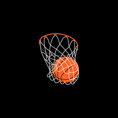 Fototapeta na wymiar basketball hoop on black background