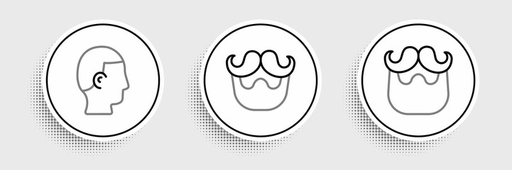 Set line Mustache and beard, Hairstyle for men and icon. Vector