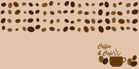 Coffee and Cafe concept decoration frame. Coffee beans and Cup of Coffee design graphics. Vector illustration.