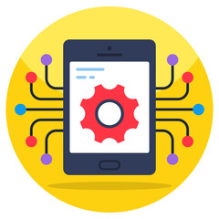 Gear inside smartphone, icon of mobile management
