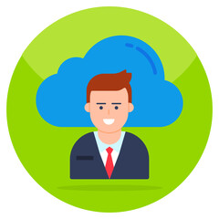 Premium download icon of cloud user