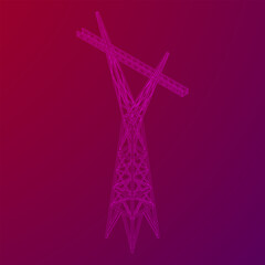 Power transmission tower high voltage pylon wireframe