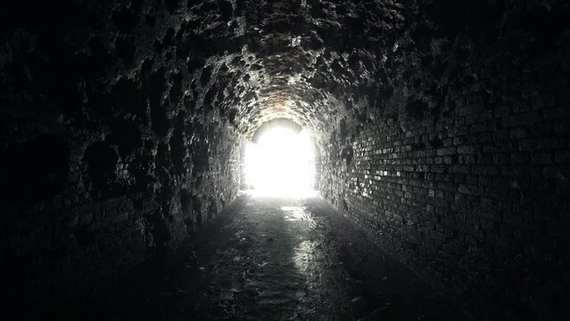 Old Grunge Tunnel with Light on the End