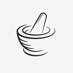 Pestle and mortar illustration vector logo