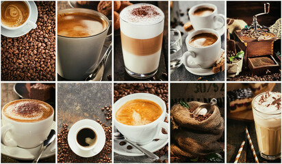 Collage of assorted fresh coffee