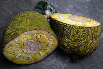 jackfruit with seed and leaf for eat