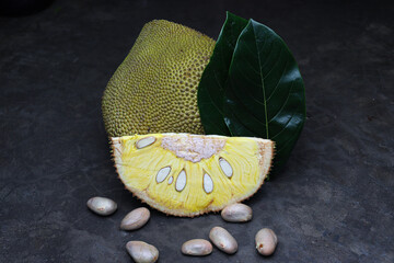 jackfruit with seed and leaf for eat