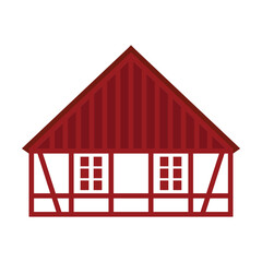 Red and white half-timbered house. Flat facades vector illustration	
