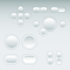3D Buttons,Soft UI Buttons With White Background.