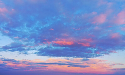 Beautiful summer sunset dramatic sky
