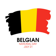 Belgian National Day vector. Abstract paint brush flag of Belgium icon vector isolated on a white background. Waving Belgian Flag grunge design element. July 21. Important day