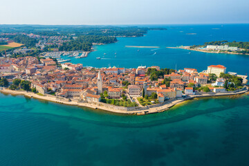Fototapeta na wymiar Aerial view of Porec town, Istra, Croatia