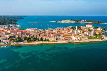 Naklejka na ściany i meble Aerial view of Porec town, Istra, Croatia