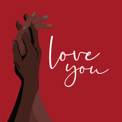 vector illustration. love with human hands holding hands. Love you