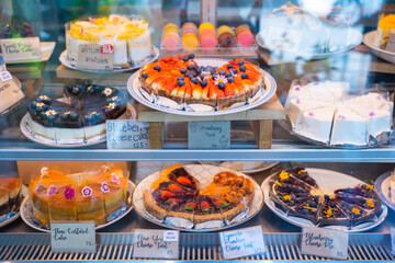 many cake in bakery shop