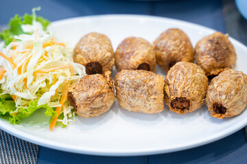 Deep fried crab meat roll Thai food