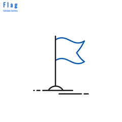 Flag icon, Competition flag, Business milestone, success, Thin line editable stroke
