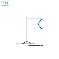 Flag icon, Competition flag, Business milestone, success, Thin line editable stroke
