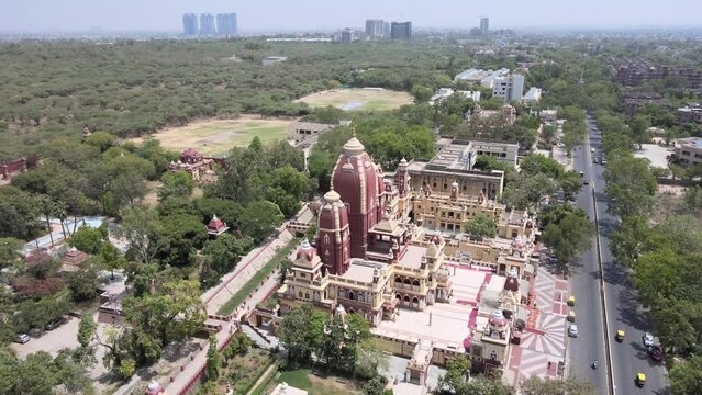 An Aerial Shot of Birla Mandir at New Delhi in India