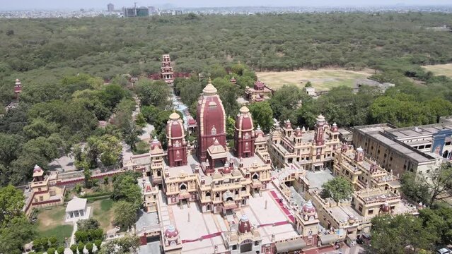An Aerial Shot of Birla Mandir at New Delhi in India