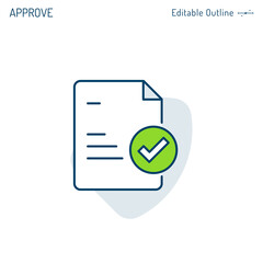 Agreement icon, Quality control document, Document Compliance, , Tick mark, Corporate Business office files, Editable stroke