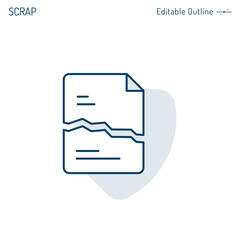 Torn paper icon, Scrap Document icon, Rough work, conflict of interest, unsafe data, Corporate Business office files, Editable strok