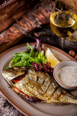 Fried and grilled dorado