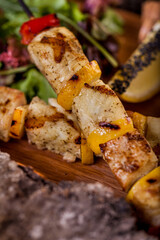 Fish fillet on a skewer