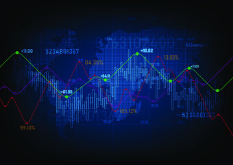 creative financial graph background image on blue background Forex and investment concepts, 3D rendering