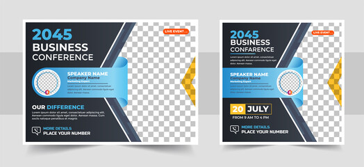 Marketing Strategies live webinar banner invitation and social media post template, Business webinar invitation design template