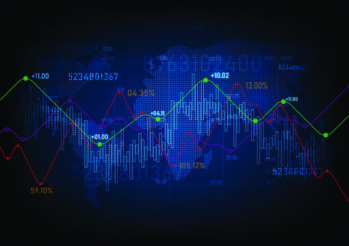 creative financial graph background image on blue background Forex and investment concepts, 3D rendering