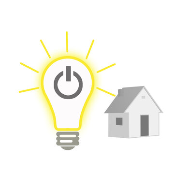 白バックにでランプの電源と一戸建ての家