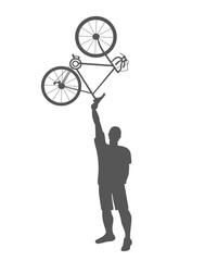  Man with bicycle silhouette.