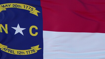 Flag of North Carolina state, region of the United States, waving at wind. 3d rendering