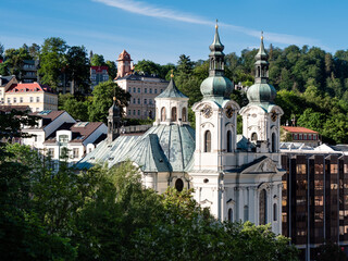 Obraz premium Church of Saint Mary Magdalene in Karlovy Vary, Bohemia, Czech Republic, a High Baroque Catholic Church Designed by Kilian Ignac Dientzenhofer