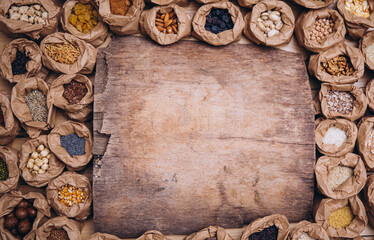 Spices. Food photo. Wooden table. Cooking. Herbs