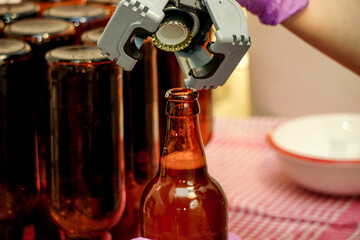 Beer brewing process at home in the kitchen