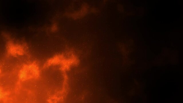 Fire particle ember with hot cloud smoke background