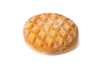 Beautiful dessert strudel cookies with apple jam and cinnamon on a white background.