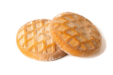 Beautiful dessert strudel cookies with apple jam and cinnamon on a white background.