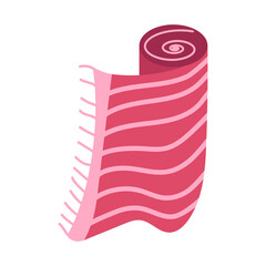 Carpet or cozy mat cartoon floor decoration interior. Round rug or roll cloth rag fabric vector illustration. Indoor room decorative fabric element. Flooring ornament isolated icon and doormat