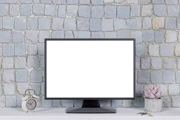 Fototapeta premium 3d rendered illustration of a computer desktop with a mock up monitor.