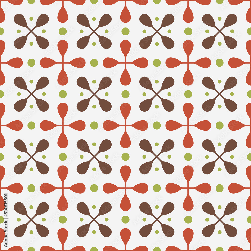 Poster Red and black four-pointed petals. Simple and stylish seamless pattern. Vector and stylish pattern for print.